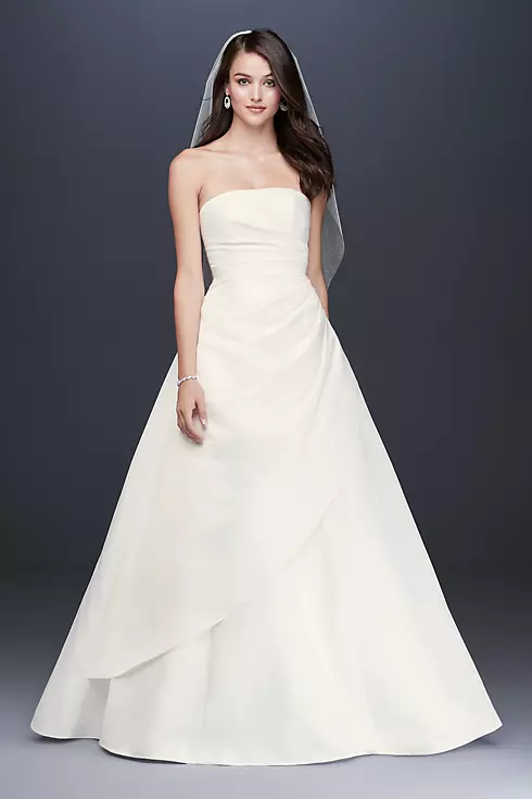 Strapless Satin Draped Skirt A-Line Wedding Dress Image 1