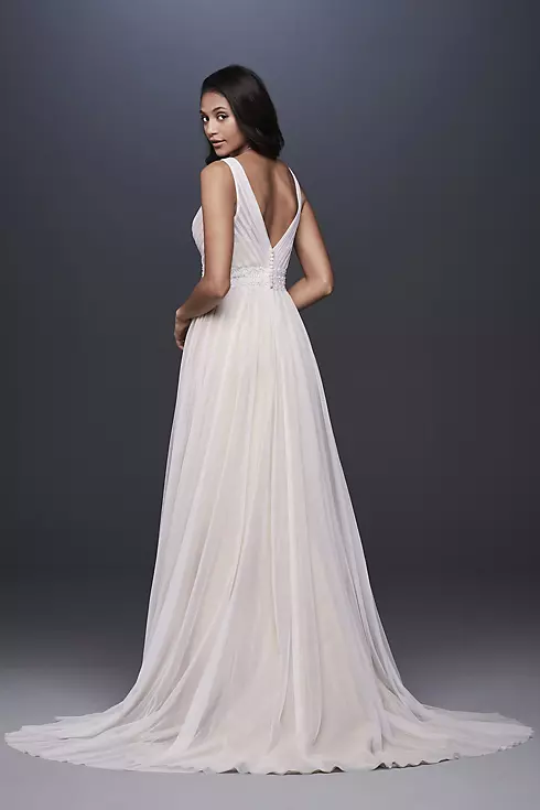 Pleated Tulle Tank Wedding Dress with Lace Waist Image 2
