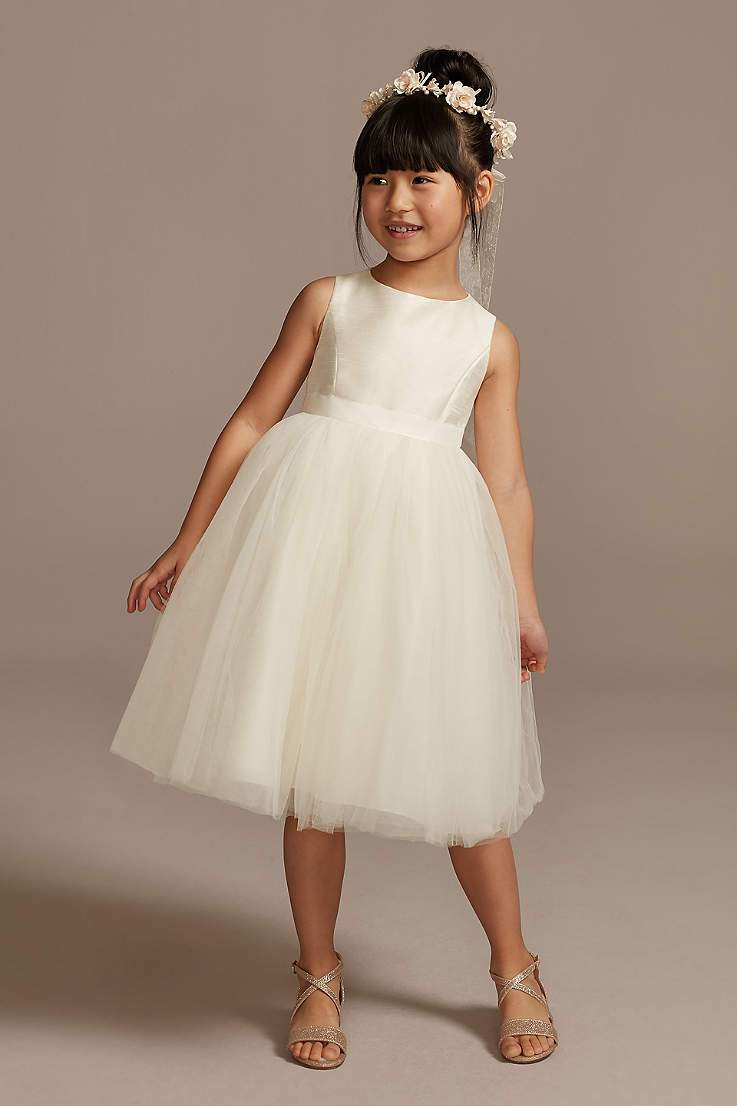 Ivory Flower Girl Bridesmaids Mixed Petal Fall Wedding Toddler Girl Dress #24