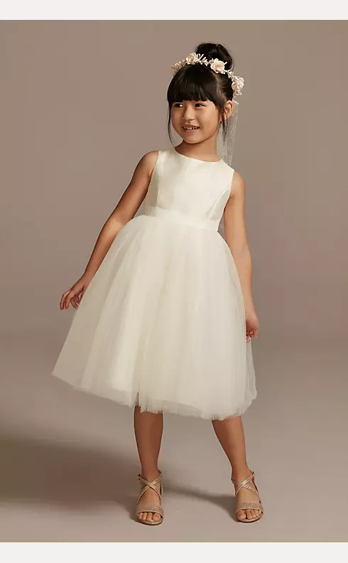 Flower Girl Dress with Tulle and Ribbon Waist Image 1