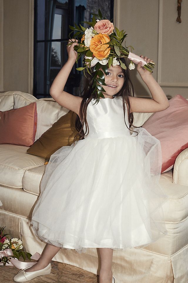 Flower Girl Dress with Tulle and Ribbon Waist Image 4