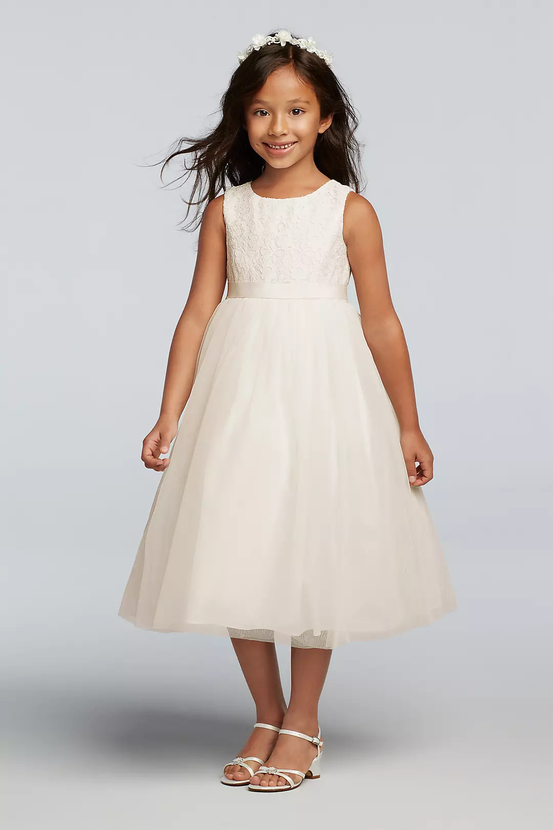 As-Is Lace and Mesh Tank Flower Girl Dress Image