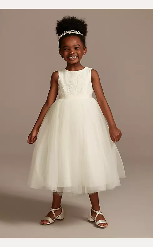 Lace and Mesh Tank Flower Girl Dress Image 1