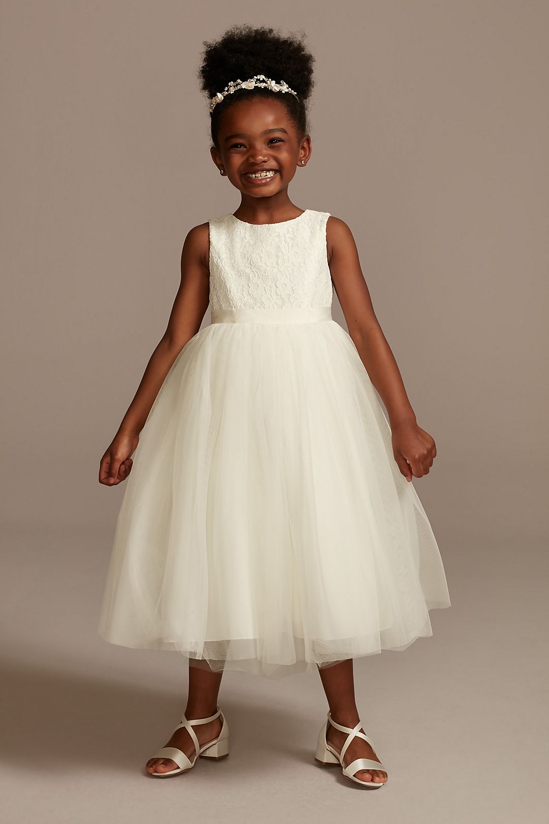 Lace and Mesh Tank Flower Girl Dress