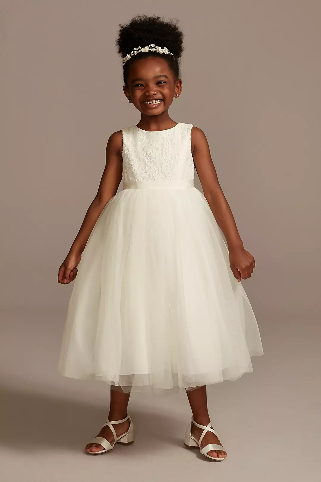 Lace and Mesh Tank Flower Girl Dress Image