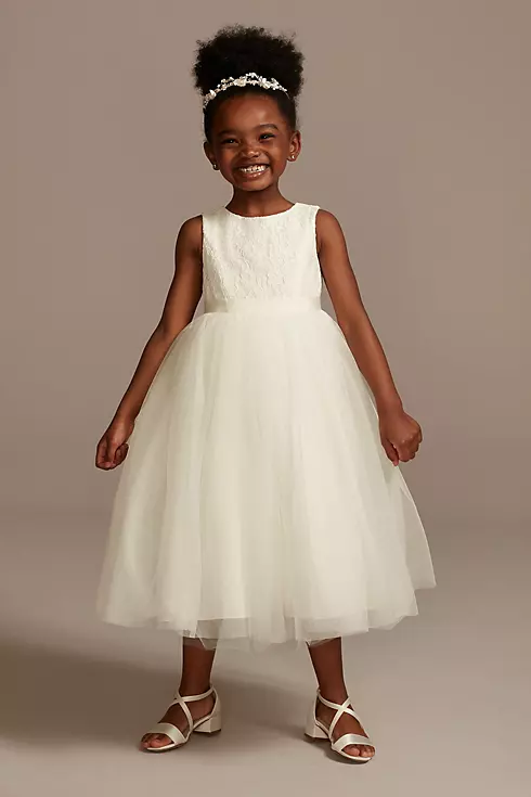Lace and Mesh Tank Flower Girl Dress Image 1