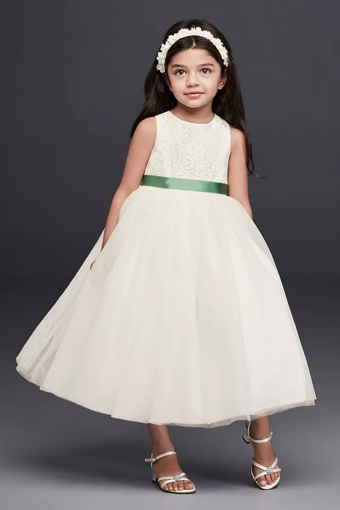 As-Is Lace and Mesh Tank Flower Girl Dress Image