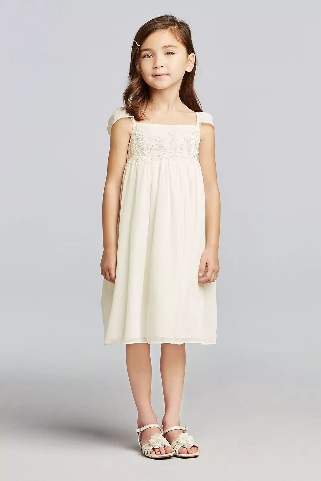 Chiffon Flower Girl Dress with Cap Sleeves Image
