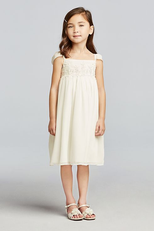 As-Is Chiffon Flower Girl Dress with Cap Sleeves Image 1