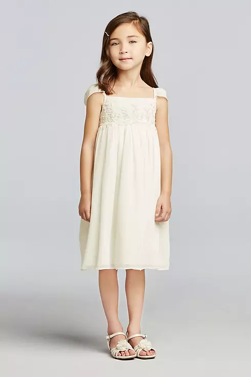 Chiffon Flower Girl Dress with Cap Sleeves Image 1