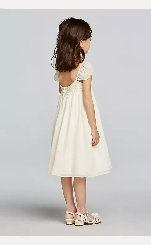 Chiffon Flower Girl Dress with Cap Sleeves Image 2