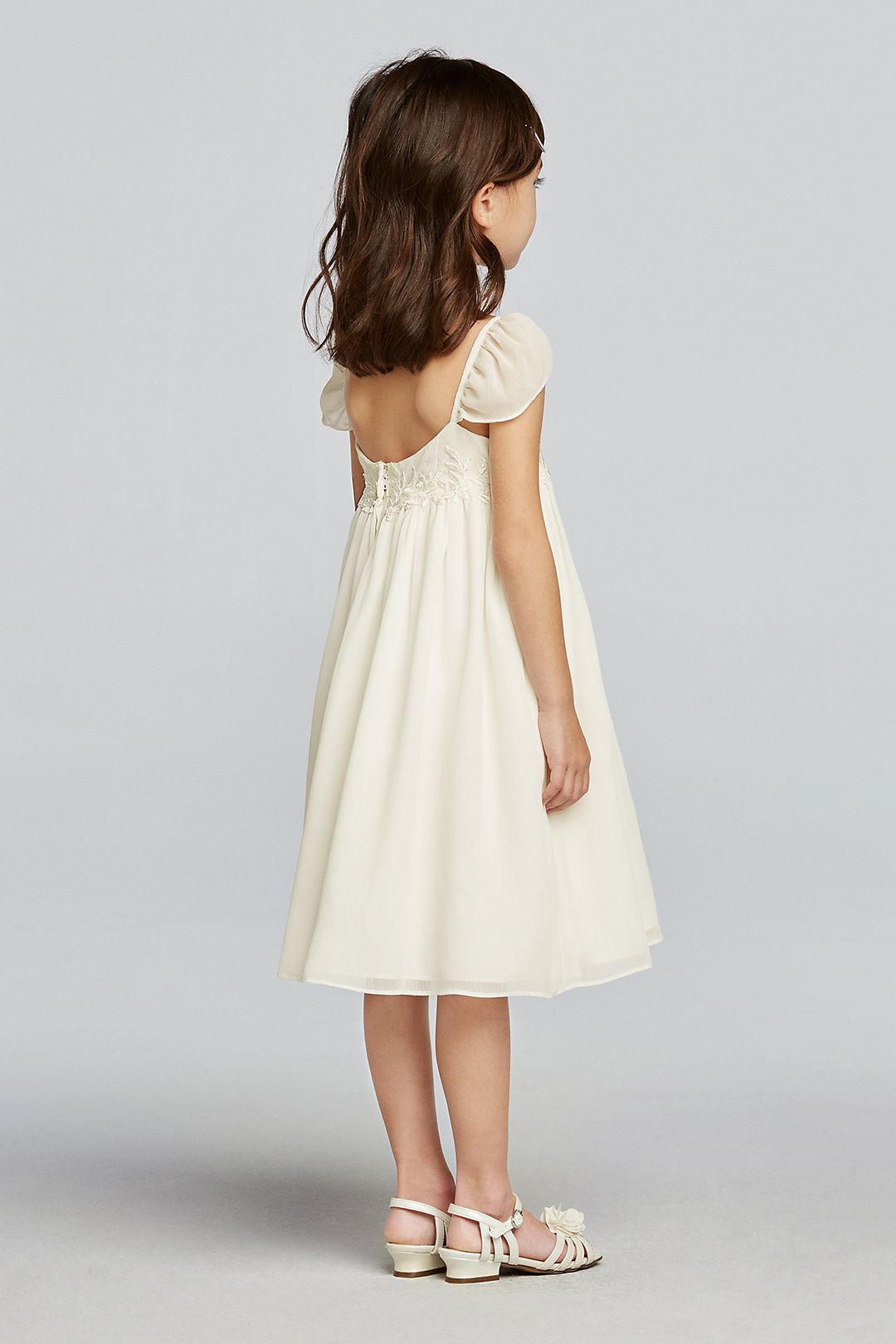 As-Is Chiffon Flower Girl Dress with Cap Sleeves Image 2