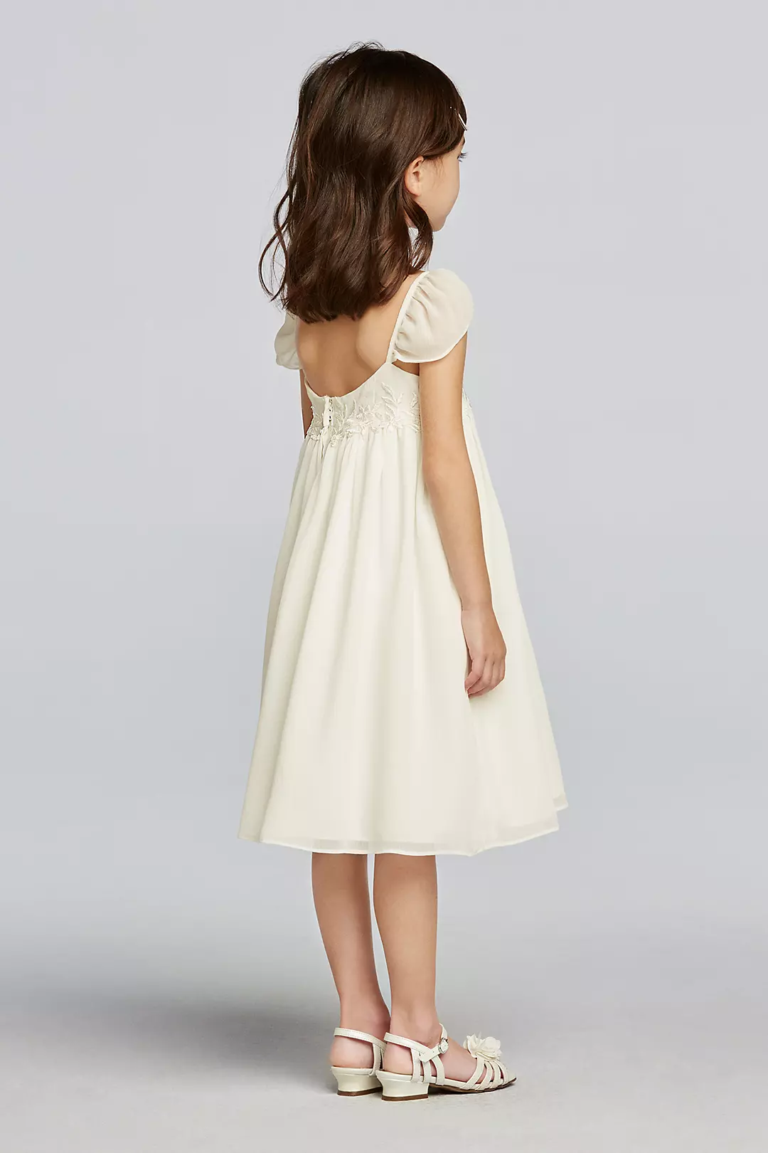 Chiffon Flower Girl Dress with Cap Sleeves Image 2