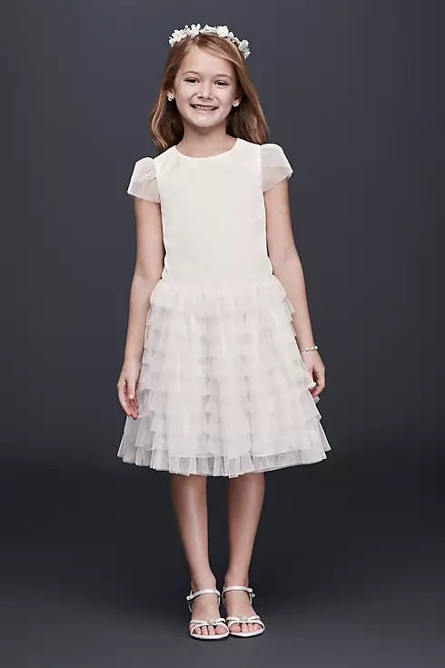 Tulle Flower Girl Dress with Tiered Ruffle Skirt Image 1
