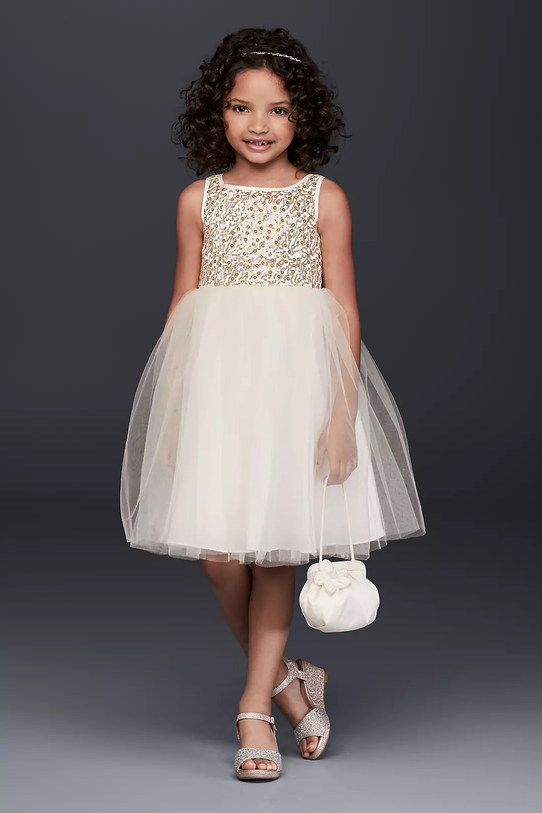 Sequin and Tulle Flower Girl Dress Image