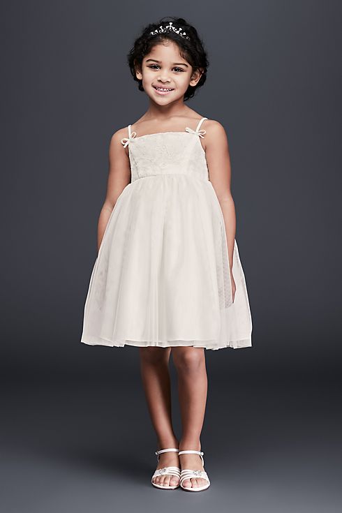 Lace and Tulle Flower Girl Dress with Bows Image 1