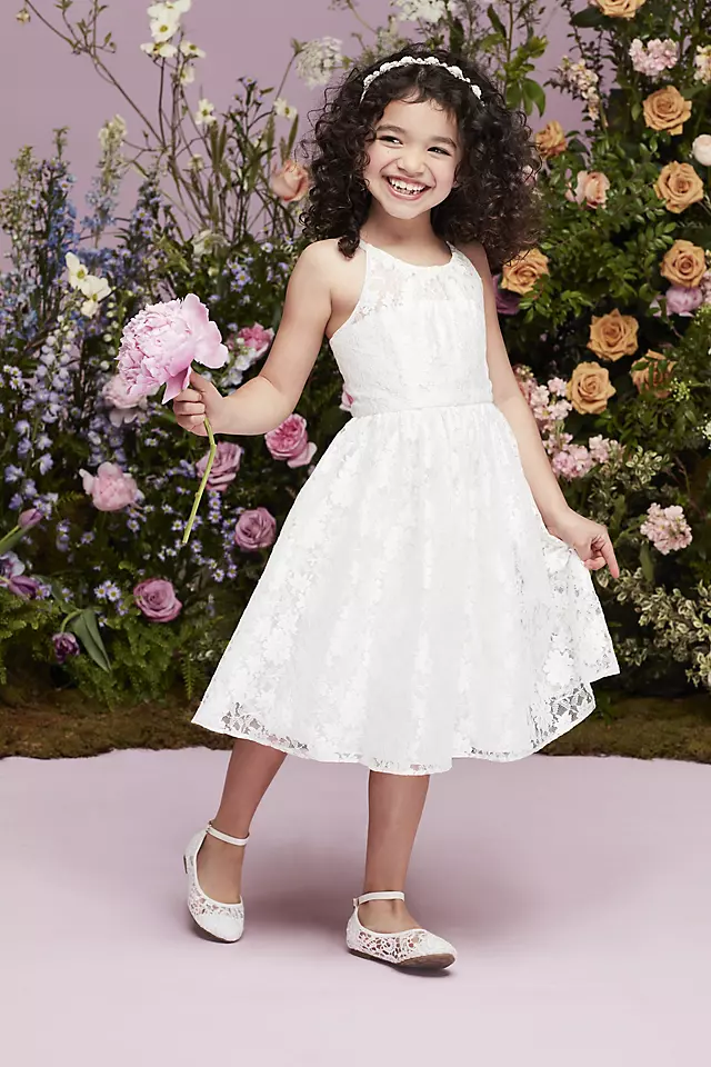 As Is Lace Tie-Back Halter Flower Girl Dress Image 3