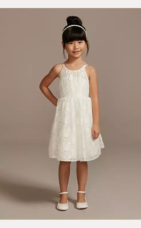 As Is Lace Tie-Back Halter Flower Girl Dress Image 1