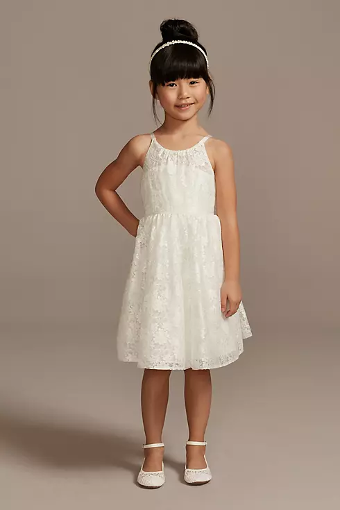 As Is Lace Tie-Back Halter Flower Girl Dress Image 1