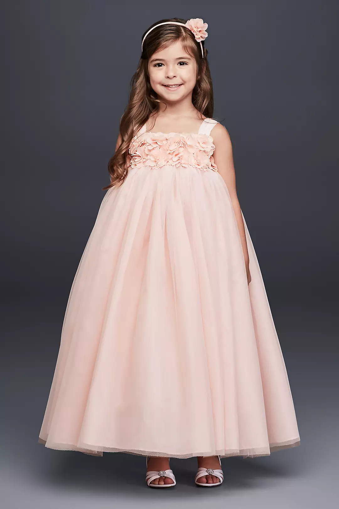 Tulle Flower Girl Dress with 3D Floral Bodice Image