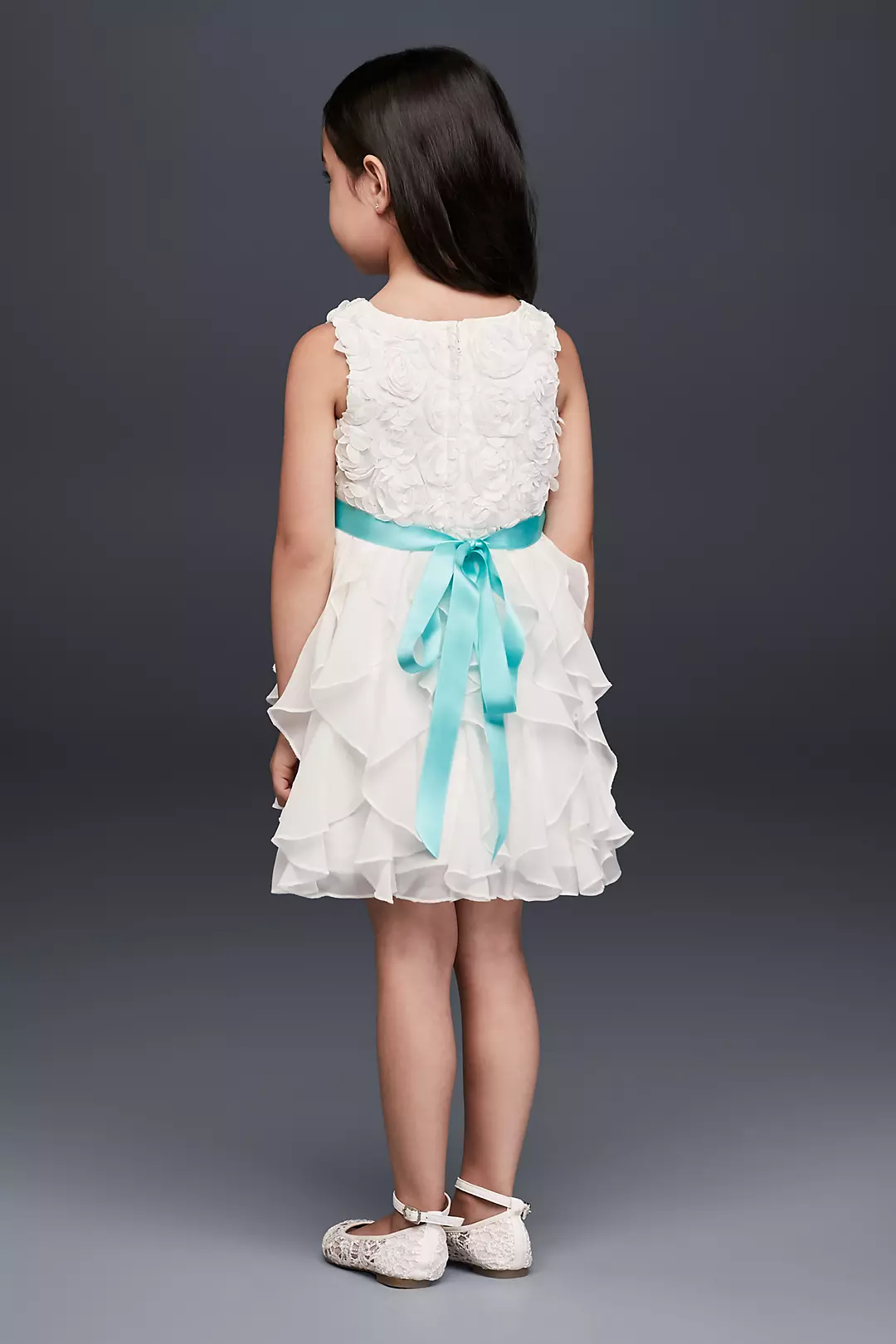 Rosette Flower Girl Dress with Ruffled Skirt Image 2
