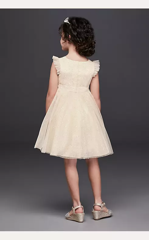Applique Waist Glitter Tulle Flower Girl Ball Gown Image 2