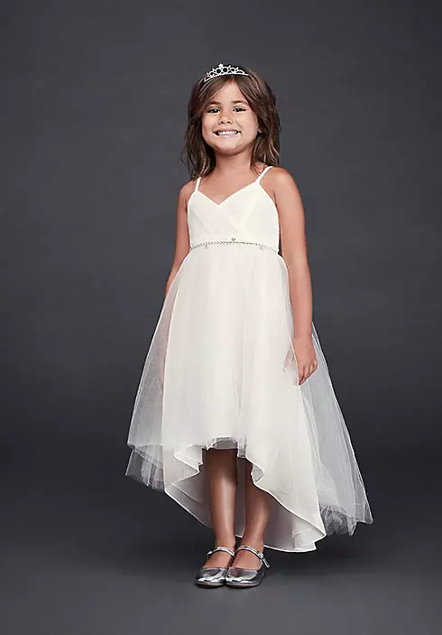As Is High-Low Flower Girl Dress with Belt Image 1