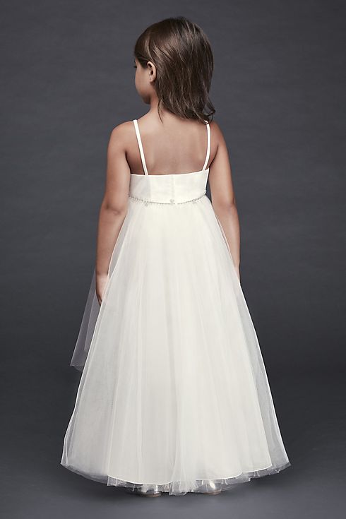High-Low Tulle Flower Girl Dress with Crystal Belt Image 2