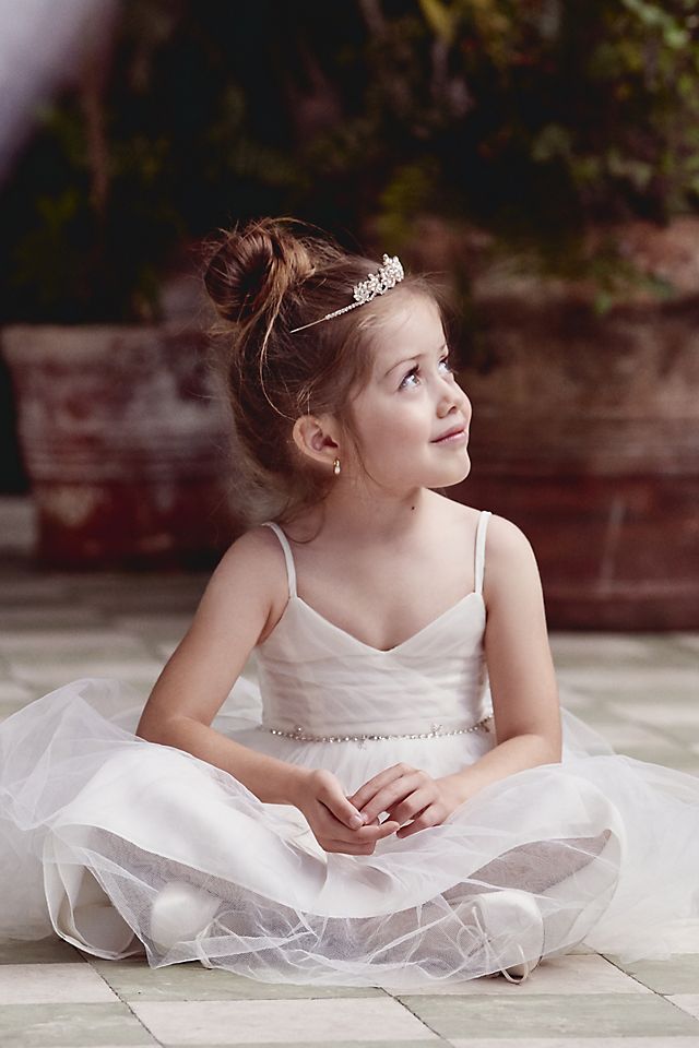 High-Low Tulle Flower Girl Dress with Crystal Belt Image 4