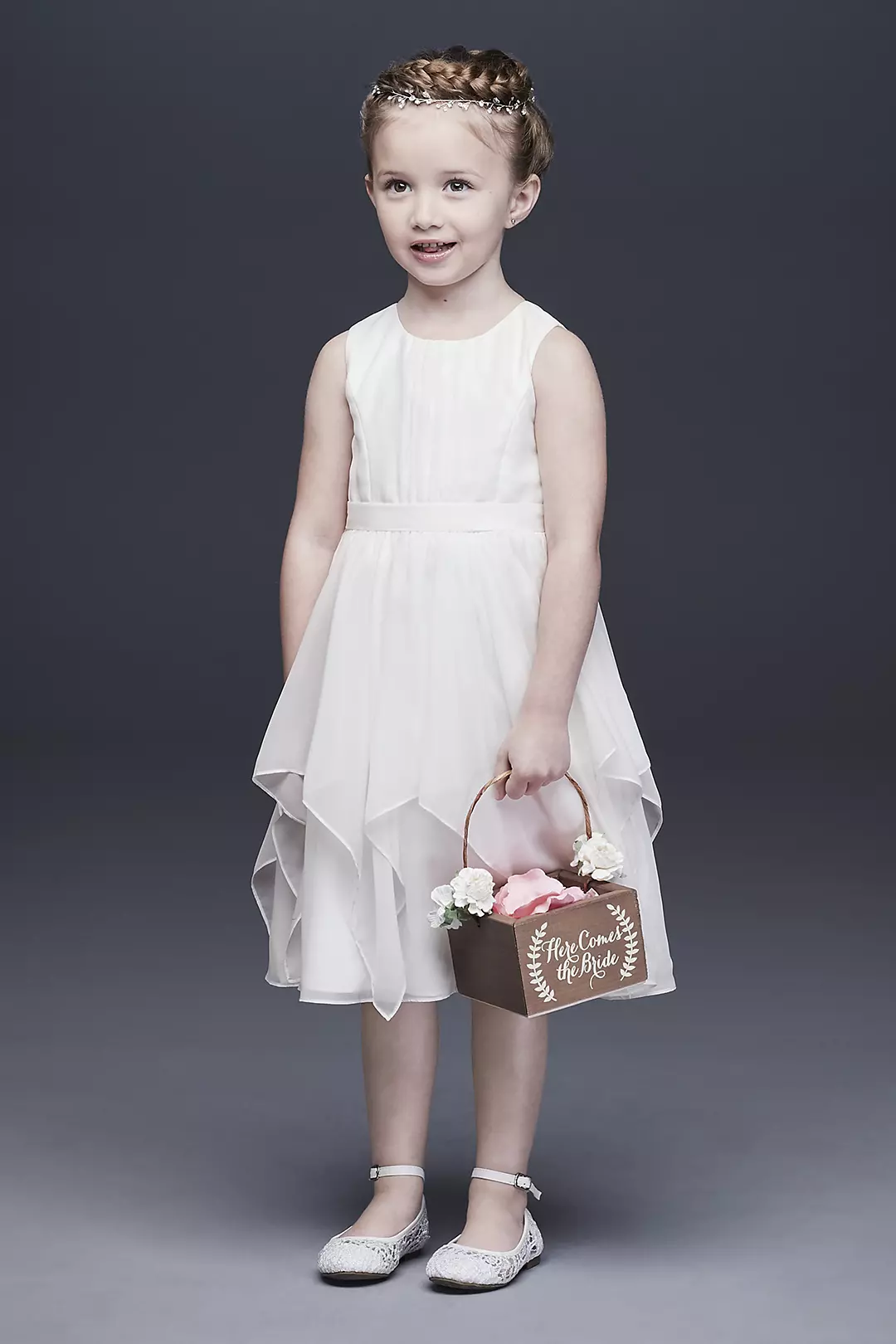 As-Is Chiffon Flower Girl Dress with Bow Sash Image
