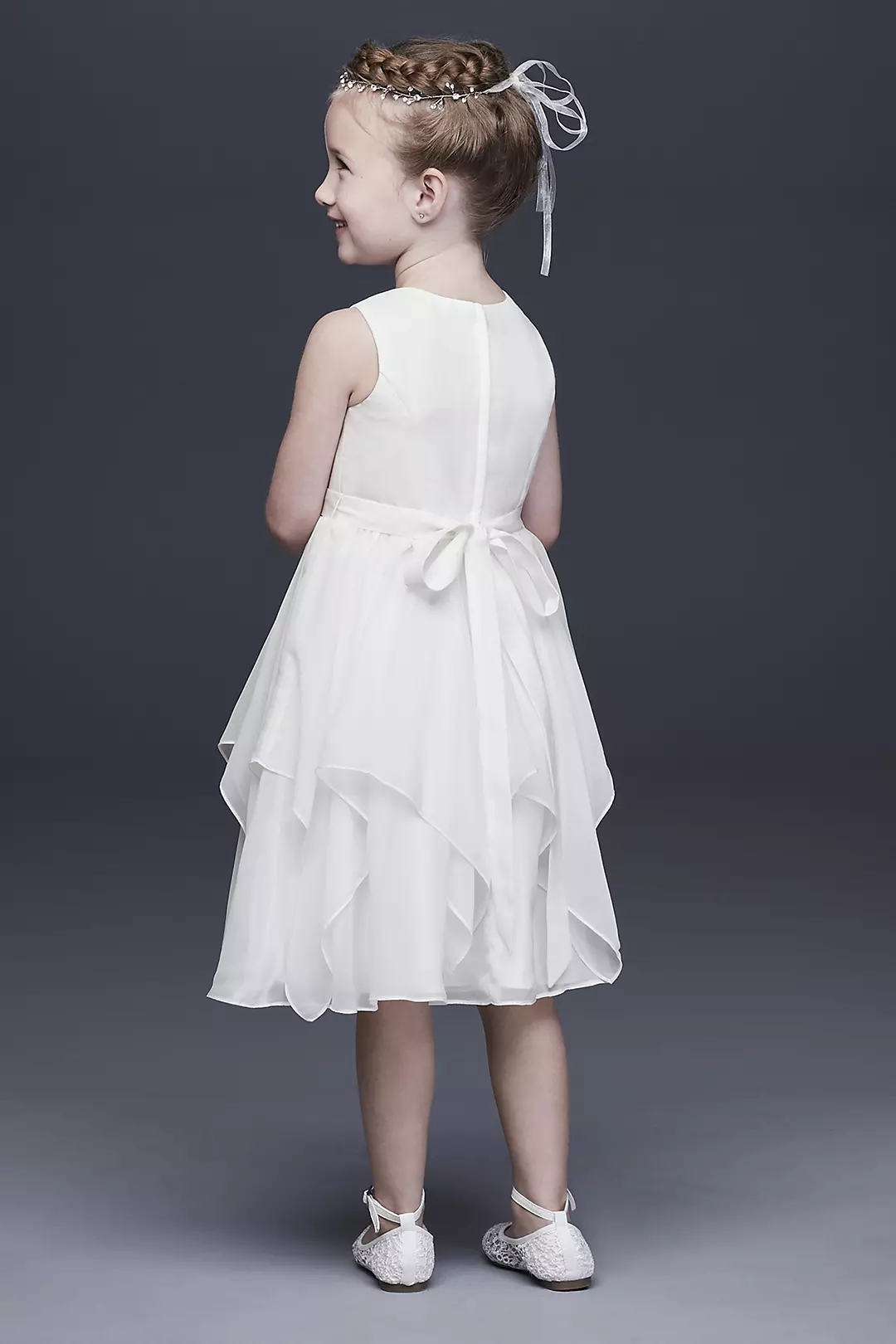 As-Is Chiffon Flower Girl Dress with Bow Sash Image 2