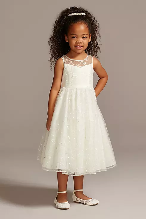 Allover Sequin Floral Lace Tank Flower Girl Dress Image 1