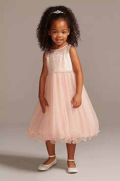 Lace Bodice Flower Girl Dress with Crystal Sash Image 1