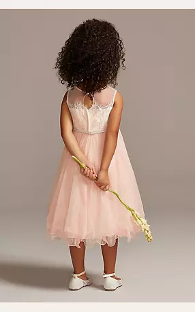 Lace Bodice Flower Girl Dress with Crystal Sash Image 2