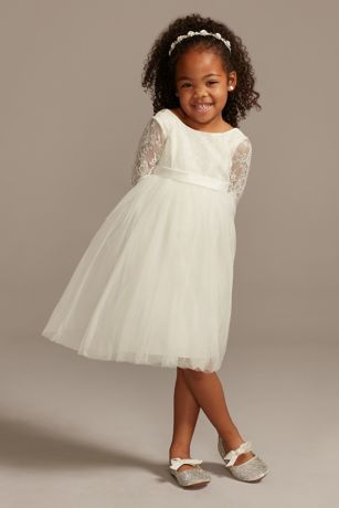 Quarter Sleeve White Lace Dress for Girls