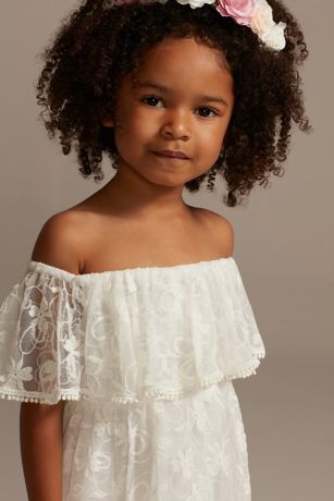 Off-the-Shoulder Lace Flower Girl Dress | David's Bridal