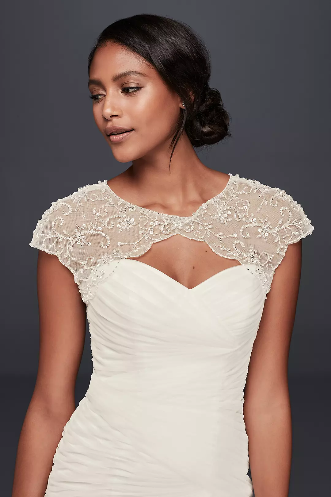 Floral-Beaded Scalloped Dress Topper Image