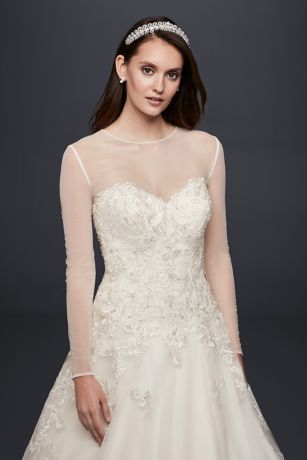 Long-Sleeve Tulle Wedding Dress Topper
