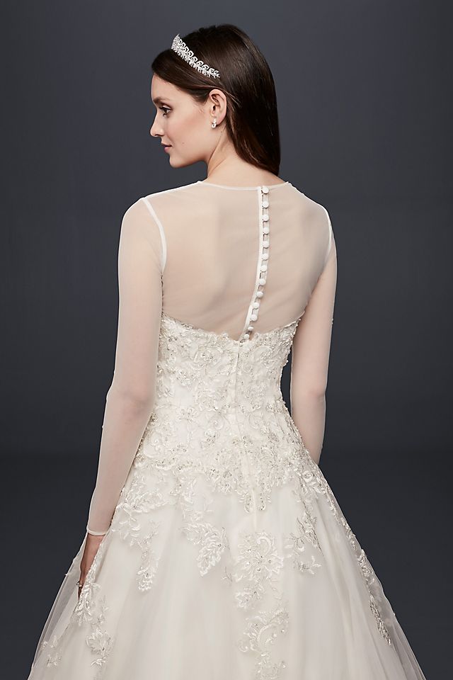Long-Sleeve Tulle Wedding Dress Topper Image 2