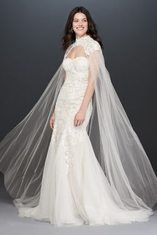 Cathedral Bridal Lace Cape with High Neck