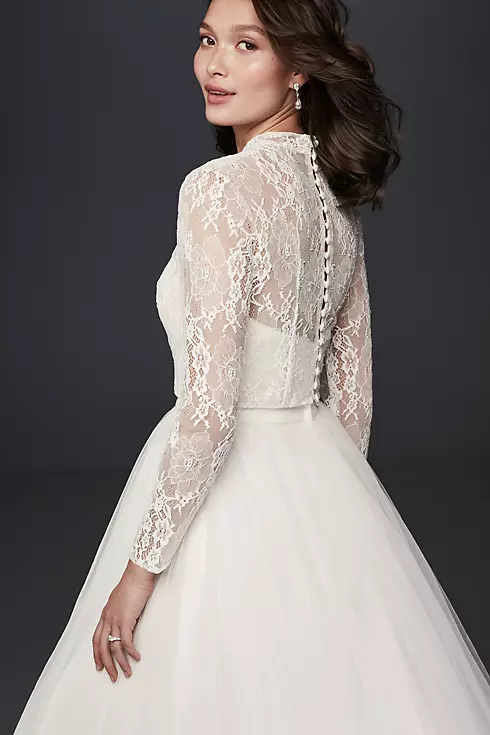Long Sleeve Lace Mock-Neck Wedding Dress Topper Image 2
