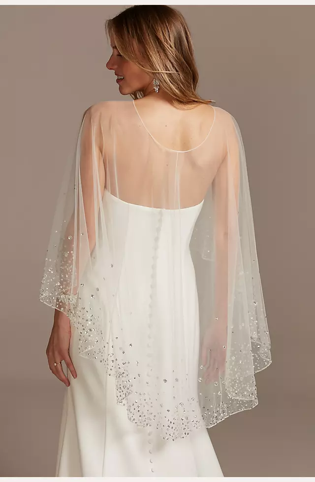 Scattered Crystal High Low Tulle Capelet Image 3
