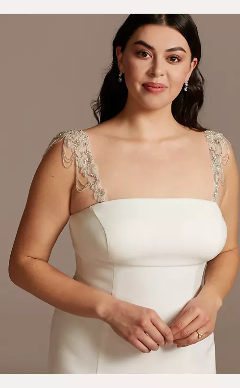 David's Bridal Allover Beaded Applique Detachable Straps OW2148 Ivory Miss - Ivory, Miss