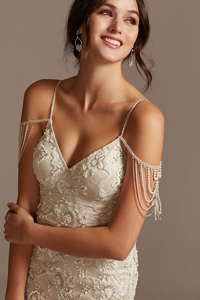 Pearl Crystal and Bead Detachable Spaghetti Straps Image