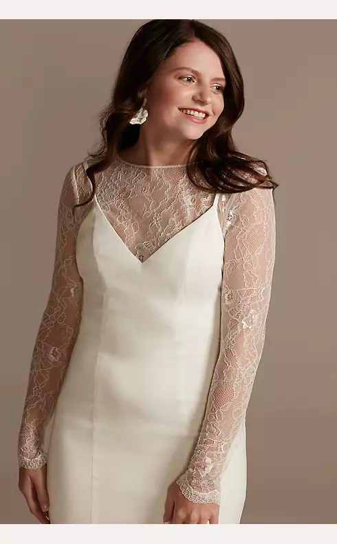 Long Sleeve Button-Back Lace Topper Image 1