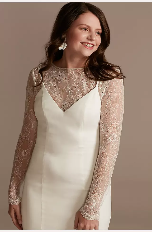 Long Sleeve Button-Back Lace Topper Image