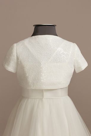 Short Sleeve Sequin Flower Girl Jacket David's Bridal