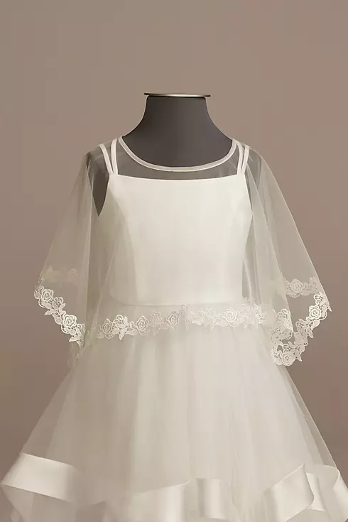 Tulle Flower Girl Capelet with Lace Trim Image 1
