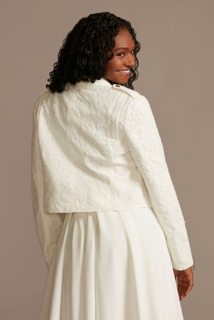 Ivory Lace Moto Jacket | David's Bridal