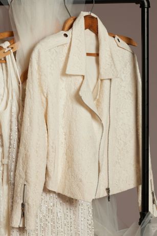 Ivory Lace Moto Jacket | David's Bridal